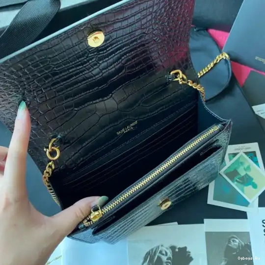 CROCODILE-EMBOSSED LEATHER YSL SUNSET IN SHINY 0403